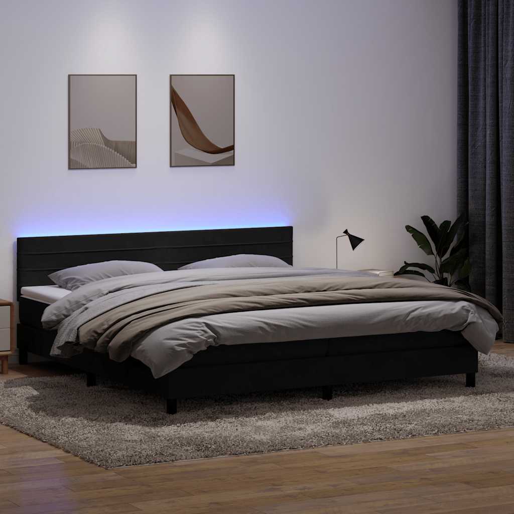Boxspringbett mit Matratze Schwarz 200x210 cm Samt