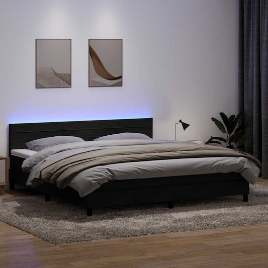 Boxspringbett mit Matratze Schwarz 200x210 cm Samt