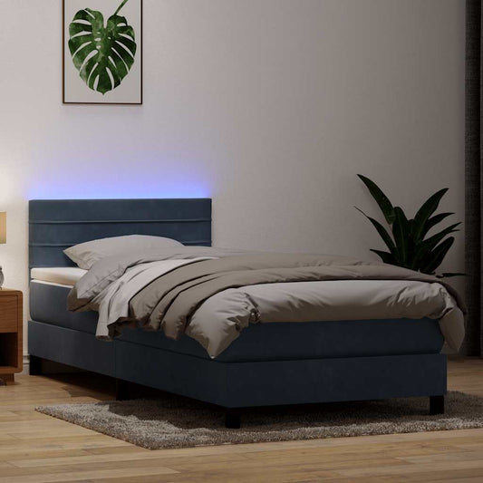 Boxspringbett mit Matratze Dunkelgrau 100x220 cm Samt