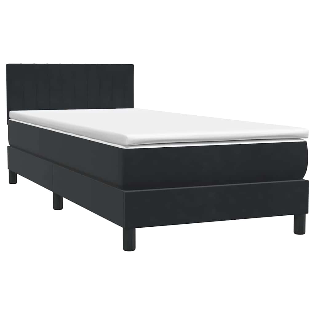 Boxspringbett mit Matratze Schwarz 80x210 cm Samt