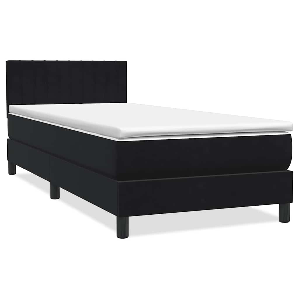 Boxspringbett mit Matratze Schwarz 90x220 cm Samt