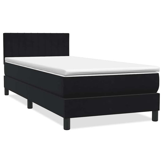 Boxspringbett mit Matratze Schwarz 90x220 cm Samt