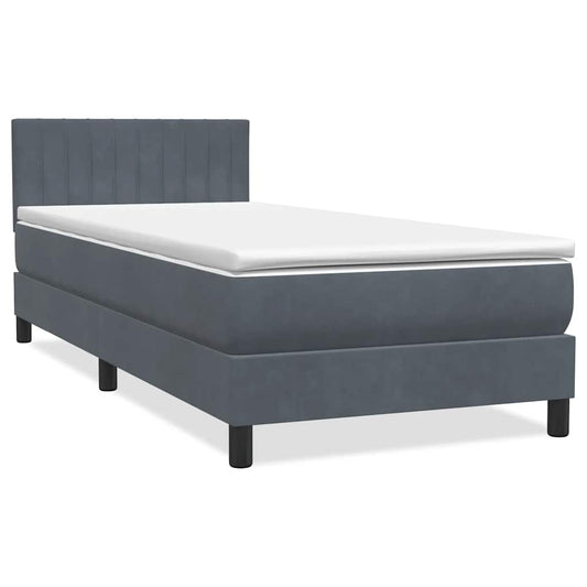 Boxspringbett mit Matratze Dunkelgrau 100x220 cm Samt