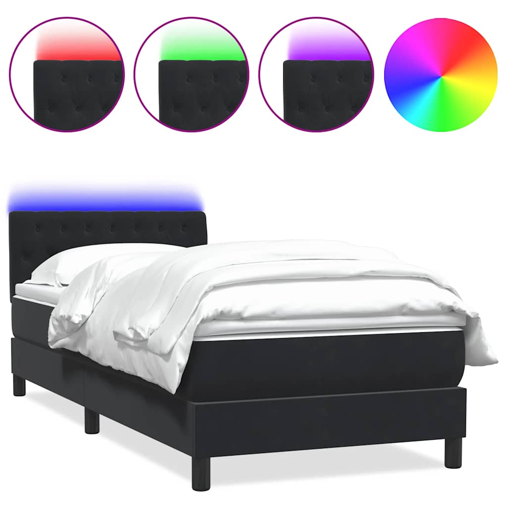 Boxspringbett mit Matratze Schwarz 80x210 cm Samt