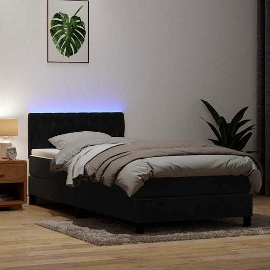 Boxspringbett mit Matratze Schwarz 80x220 cm Samt