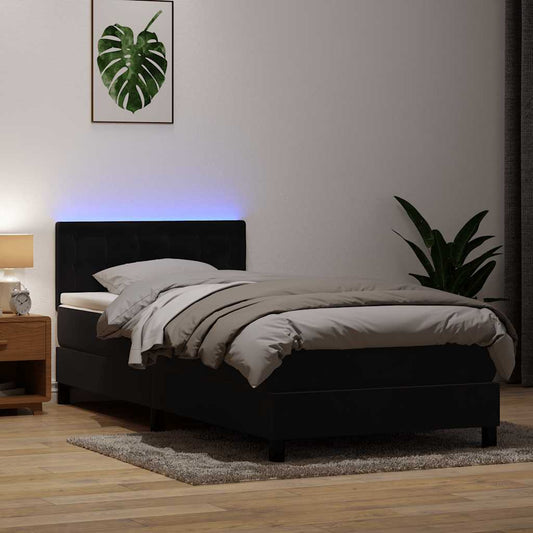 Boxspringbett mit Matratze Schwarz 80x210 cm Samt