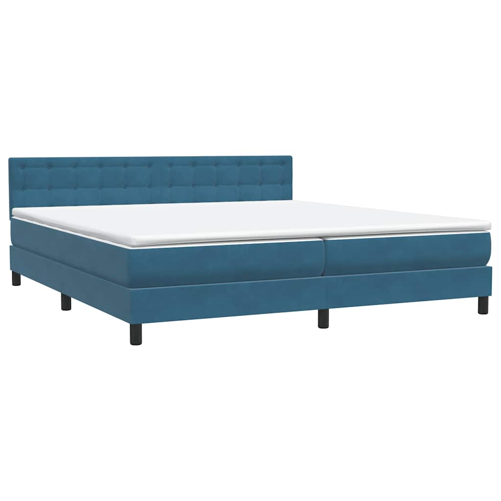 Boxspringbett mit Matratze Dunkelblau 180x210 cm Samt