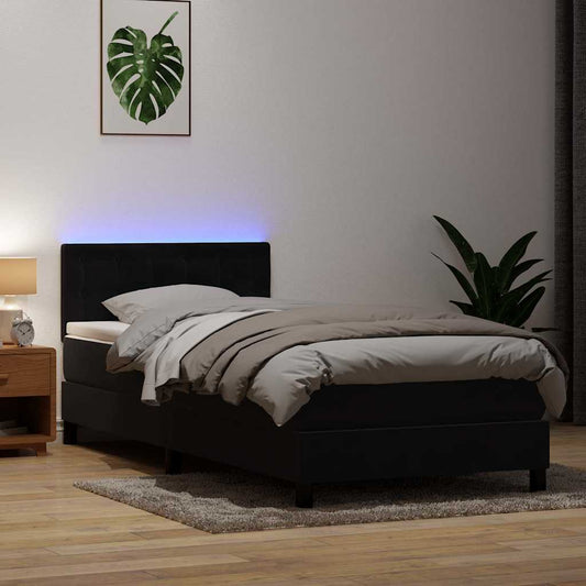 Boxspringbett mit Matratze Schwarz 80x220 cm Samt