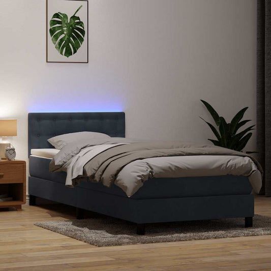 Boxspringbett mit Matratze Dunkelgrau 100x220 cm Samt