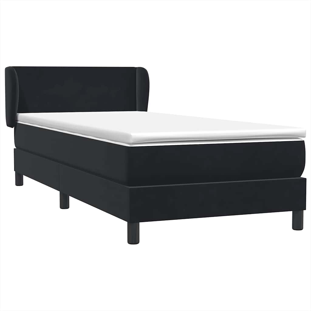 Boxspringbett mit Matratze Schwarz 80x210 cm Samt