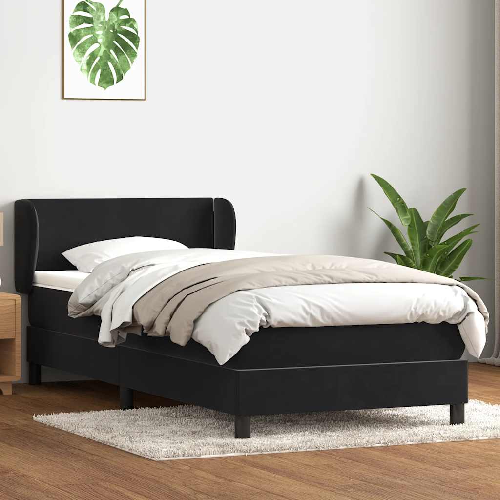 Boxspringbett mit Matratze Schwarz 80x210 cm Samt