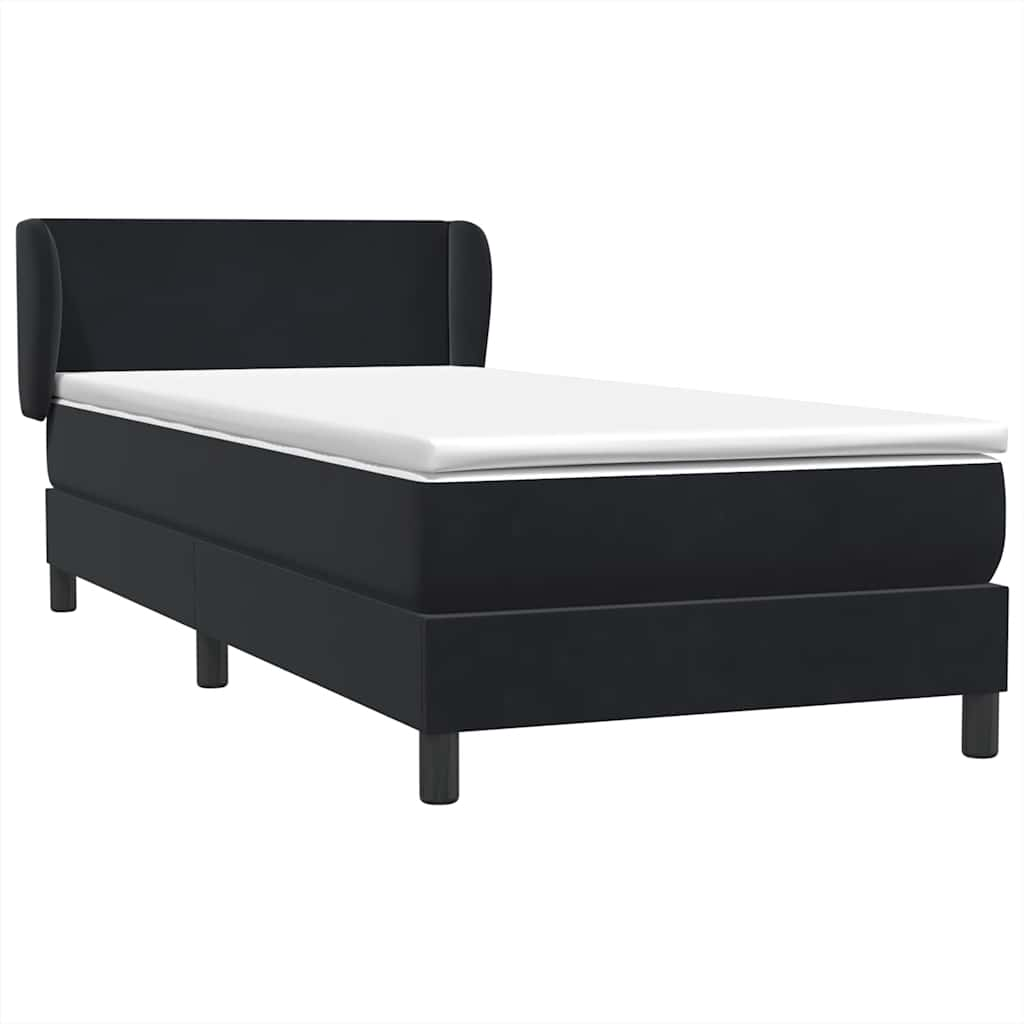 Boxspringbett mit Matratze Schwarz 90x220 cm Samt