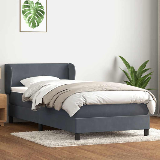 Boxspringbett mit Matratze Dunkelgrau 100x220 cm Samt