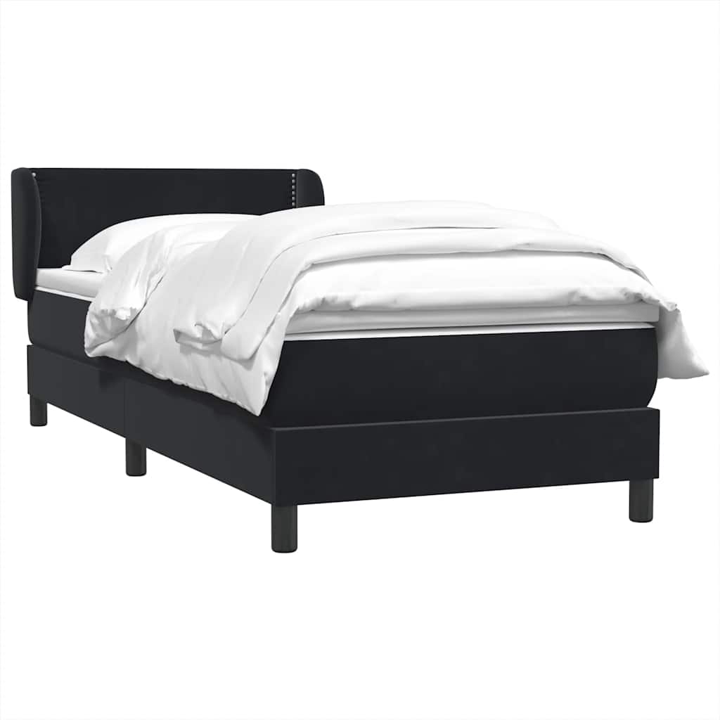 Boxspringbett mit Matratze Schwarz 80x210 cm Samt