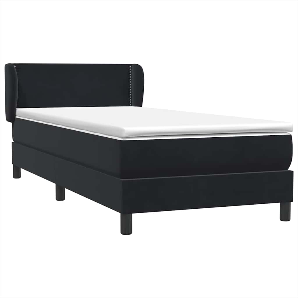 Boxspringbett mit Matratze Schwarz 80x210 cm Samt
