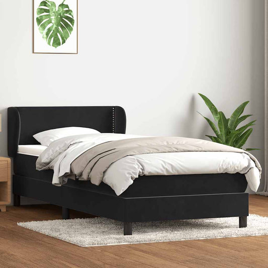 Boxspringbett mit Matratze Schwarz 80x210 cm Samt