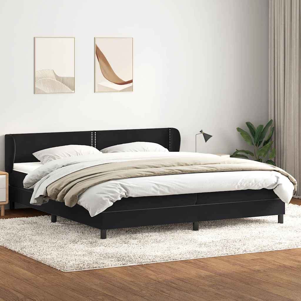 Boxspringbett mit Matratzen Schwarz 200x210 cm Samt