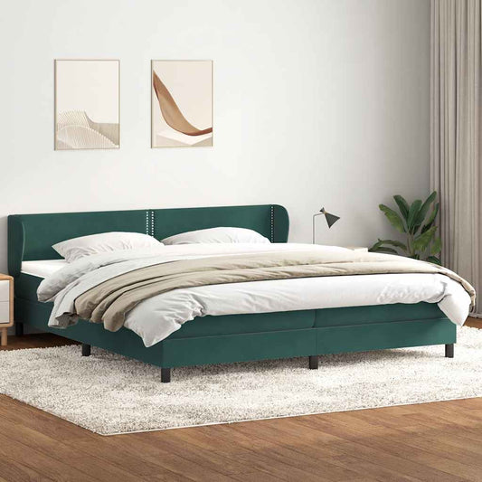 Boxspringbett mit Matratzen Dunkelgrün 200x210 cm Samt