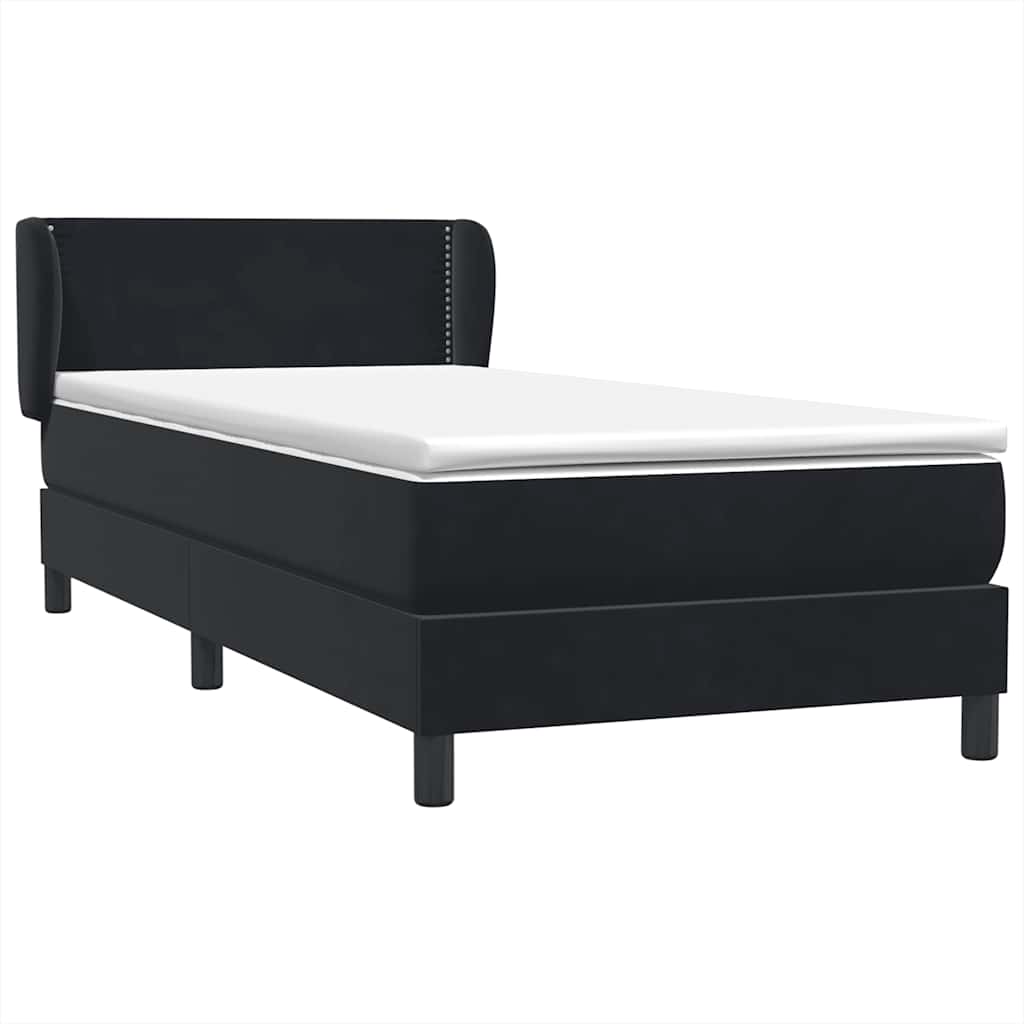 Boxspringbett mit Matratze Schwarz 80x220 cm Samt
