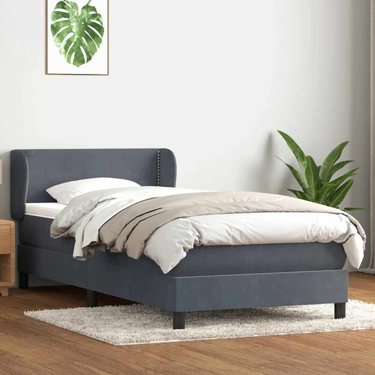 Boxspringbett mit Matratze Dunkelgrau 100x220 cm Samt