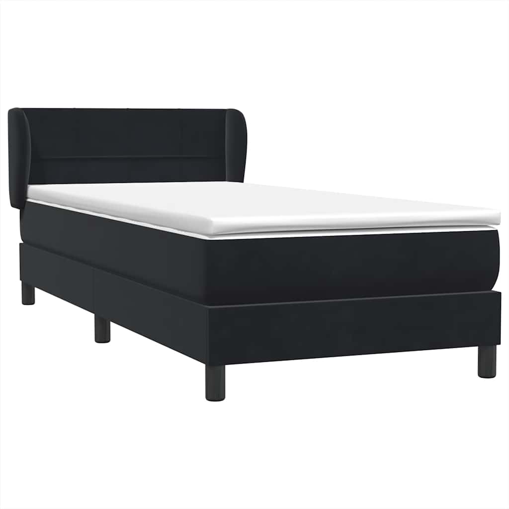 Boxspringbett mit Matratze Schwarz 80x210 cm Samt