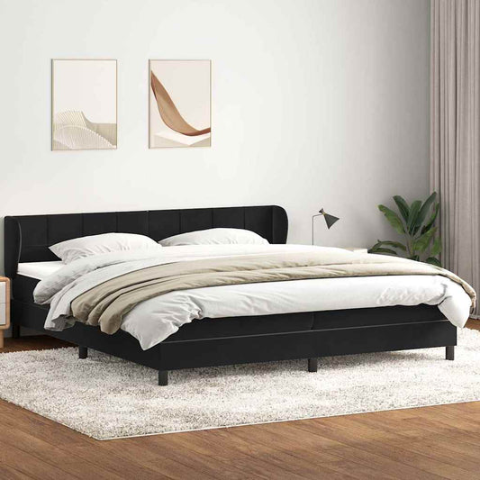 Boxspringbett mit Matratzen Schwarz 180x210 cm Samt