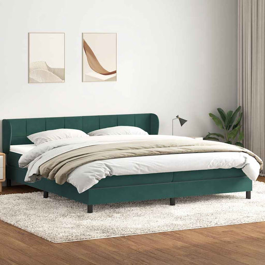 Boxspringbett mit Matratzen Dunkelgrün 200x210 cm Samt