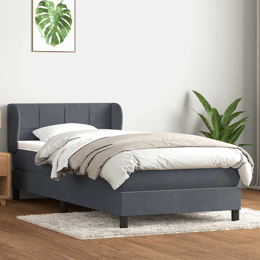 Boxspringbett mit Matratze Dunkelgrau 100x220 cm Samt