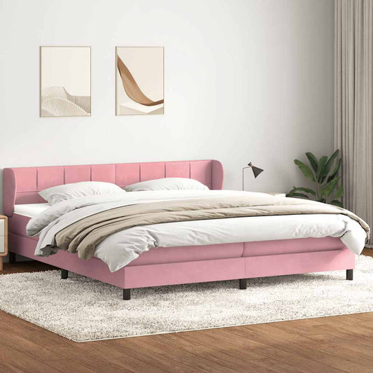 Boxspringbett mit Matratzen Rosa 180x220 cm Samt