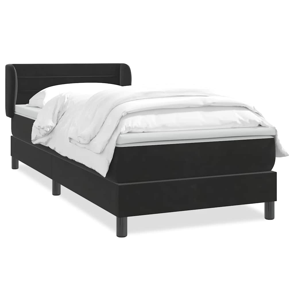 Boxspringbett mit Matratze Schwarz 80x210 cm Samt