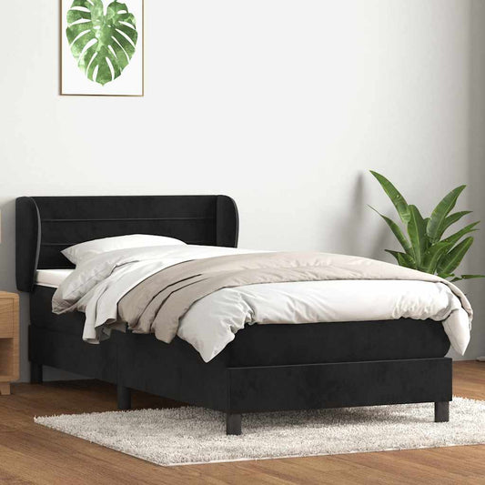 Boxspringbett mit Matratze Schwarz 80x210 cm Samt