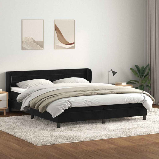 Boxspringbett mit Matratzen Schwarz 180x210 cm Samt