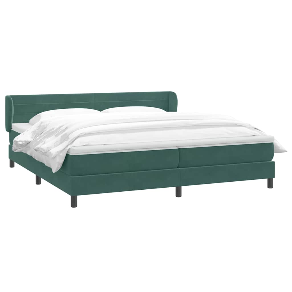 Boxspringbett mit Matratzen Dunkelgrün 200x210 cm Samt