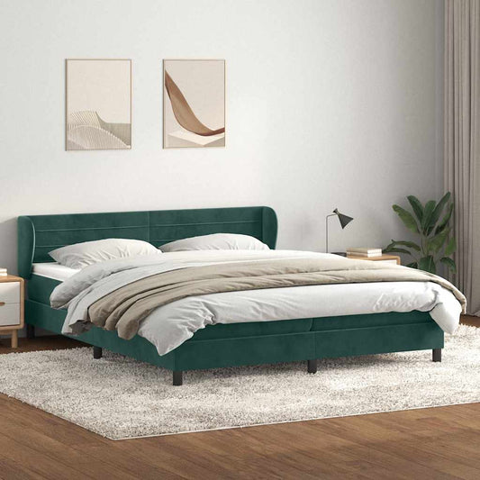 Boxspringbett mit Matratzen Dunkelgrün 200x210 cm Samt