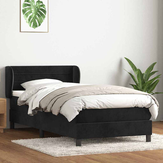 Boxspringbett mit Matratze Schwarz 80x220 cm Samt