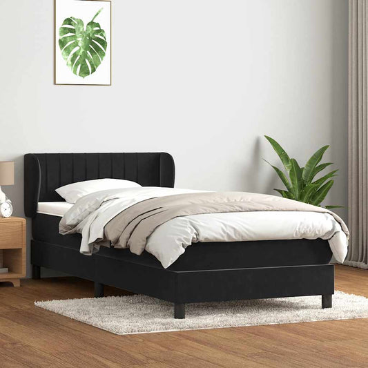 Boxspringbett mit Matratze Schwarz 80x210 cm Samt