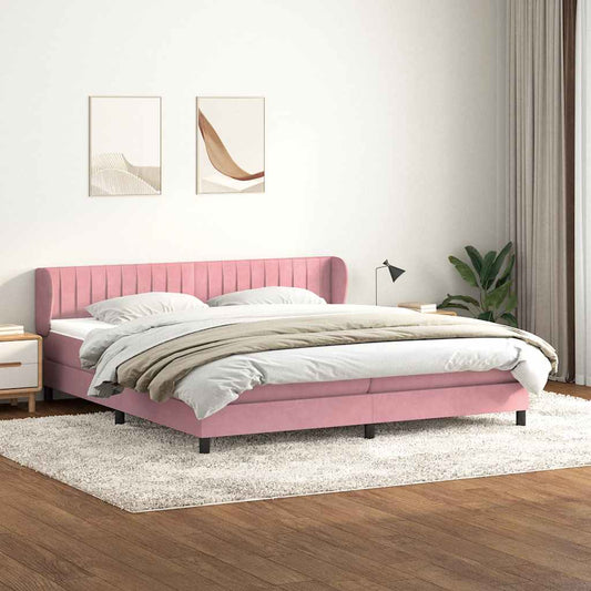 Boxspringbett mit Matratzen Rosa 180x210 cm Samt