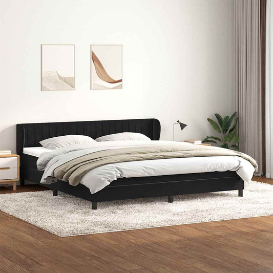 Boxspringbett mit Matratzen Schwarz 200x210 cm Samt