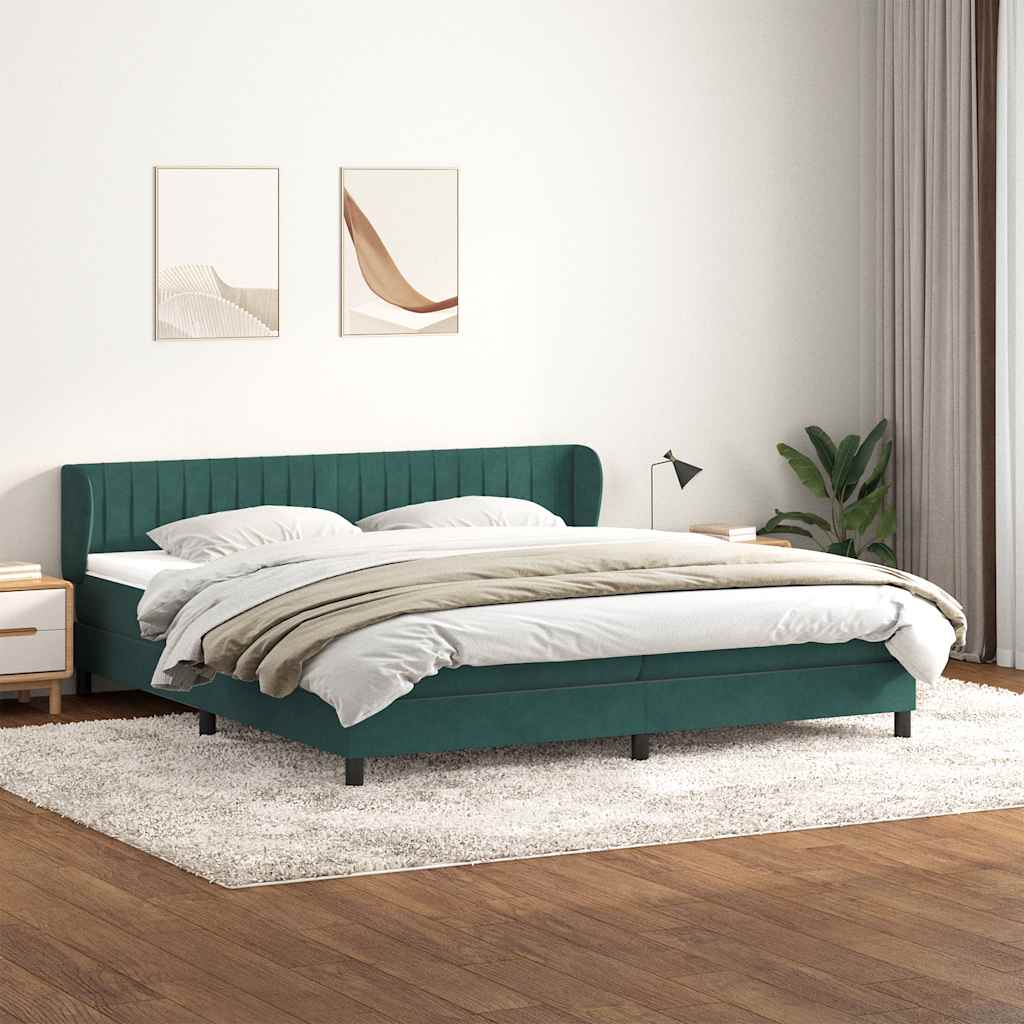 Boxspringbett mit Matratzen Dunkelgrün 200x210 cm Samt