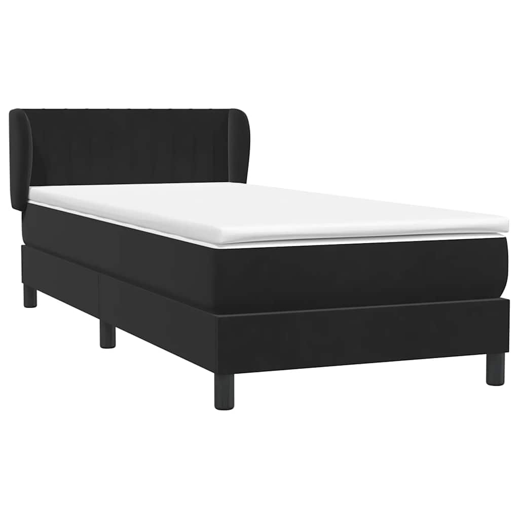 Boxspringbett mit Matratze Schwarz 80x220 cm Samt