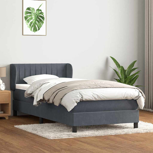 Boxspringbett mit Matratze Dunkelgrau 100x220 cm Samt