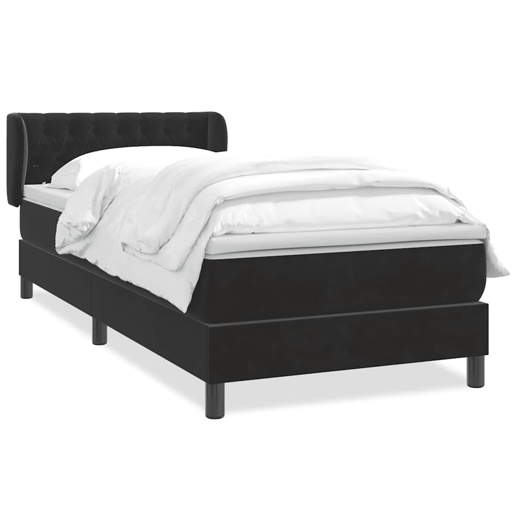 Boxspringbett mit Matratze Schwarz 80x210 cm Samt
