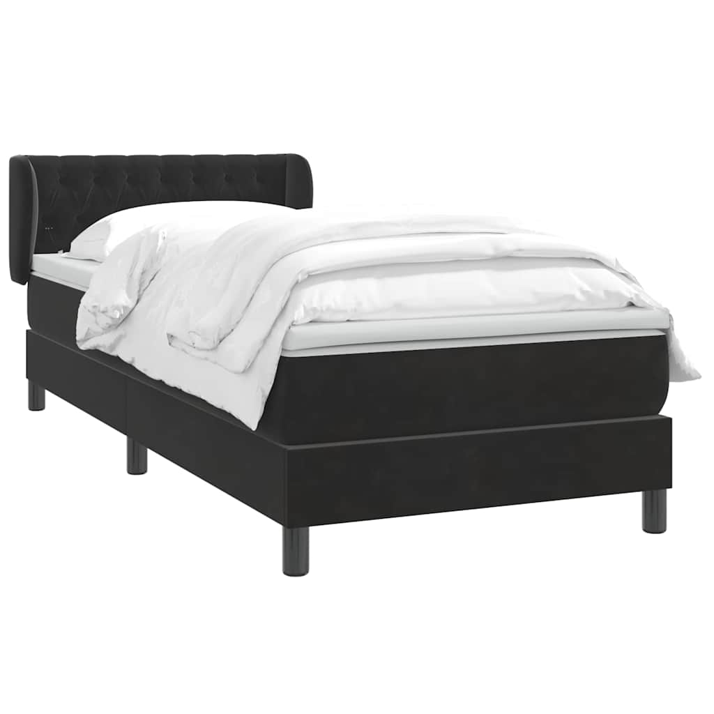 Boxspringbett mit Matratze Schwarz 80x210 cm Samt