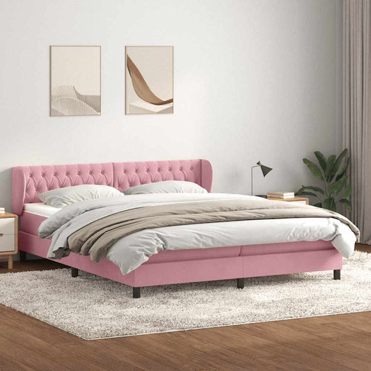 Boxspringbett mit Matratzen Rosa 180x210 cm Samt