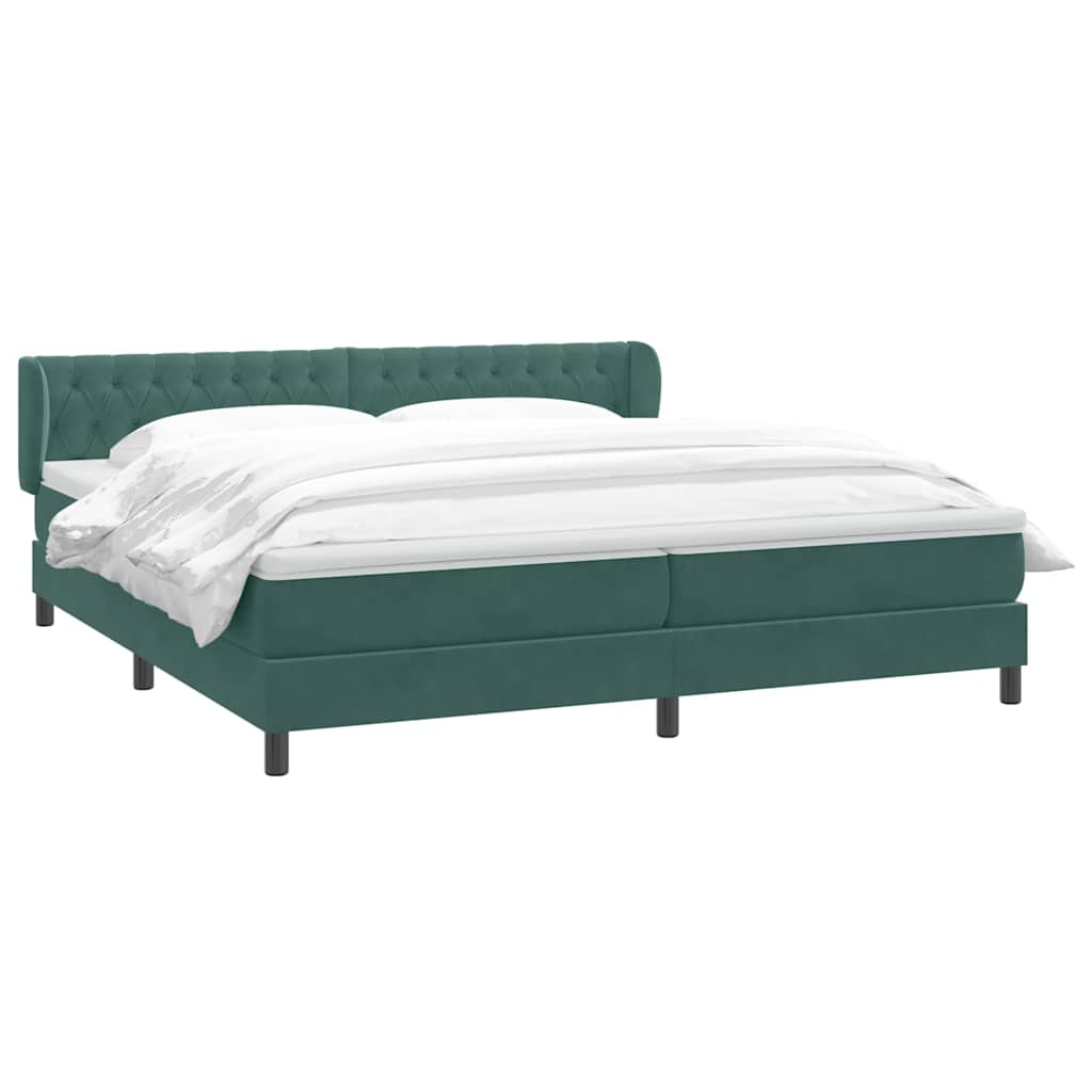 Boxspringbett mit Matratzen Dunkelgrün 200x210 cm Samt