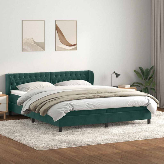 Boxspringbett mit Matratzen Dunkelgrün 200x210 cm Samt