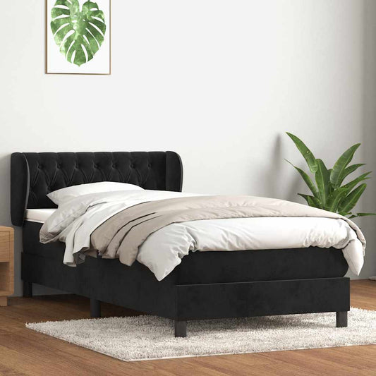Boxspringbett mit Matratze Schwarz 80x220 cm Samt