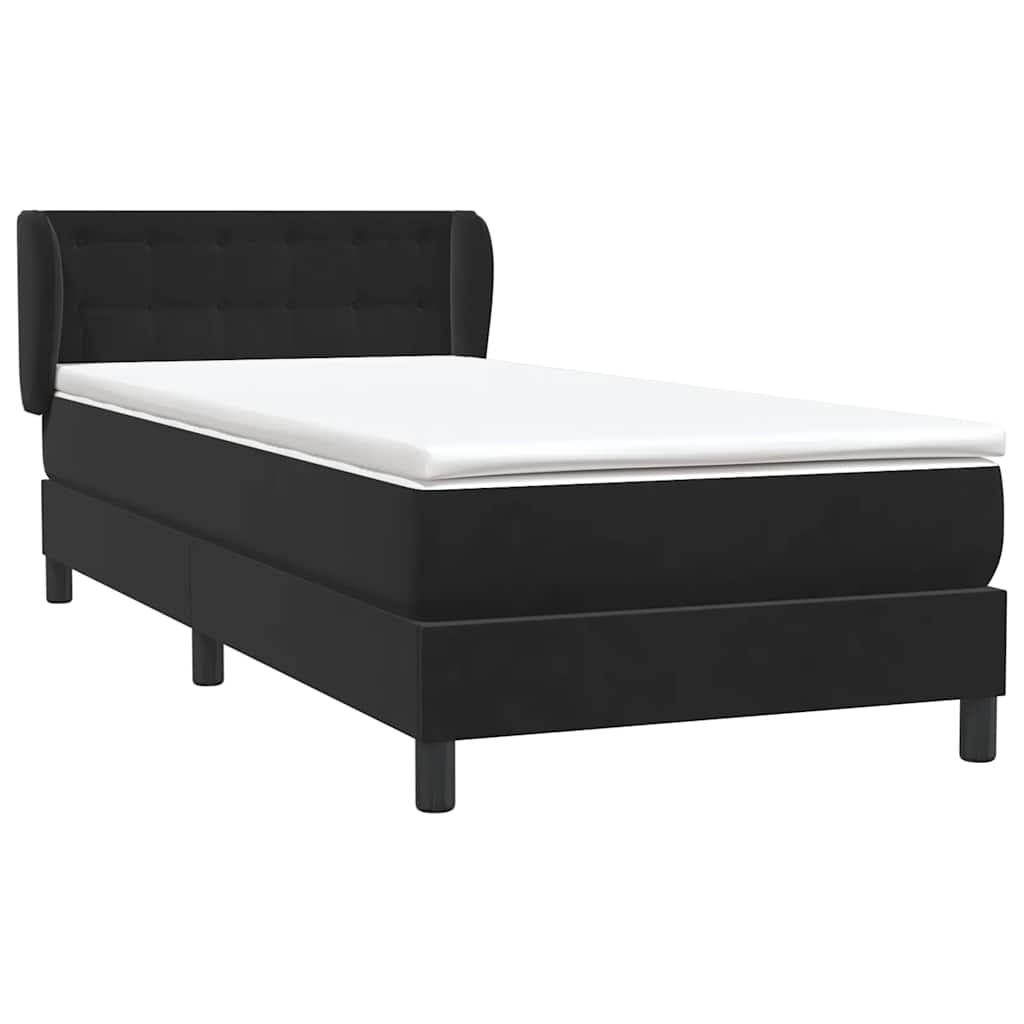 Boxspringbett mit Matratze Schwarz 80x210 cm Samt