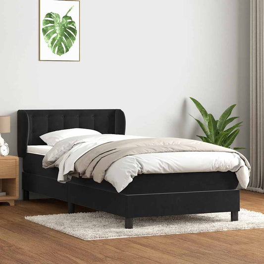Boxspringbett mit Matratze Schwarz 80x210 cm Samt