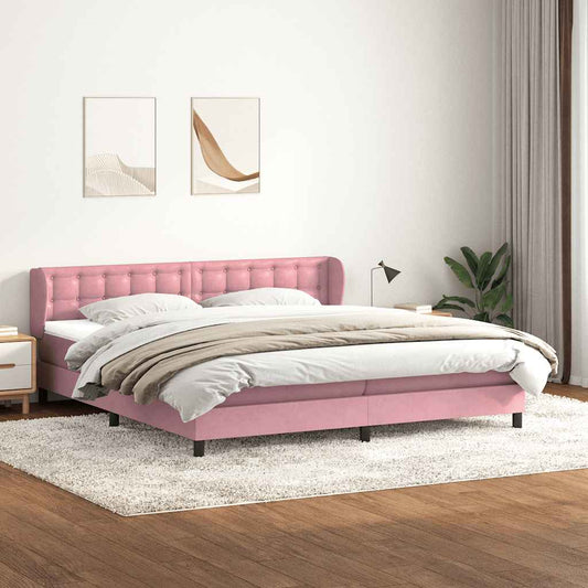 Boxspringbett mit Matratzen Rosa 180x210 cm Samt